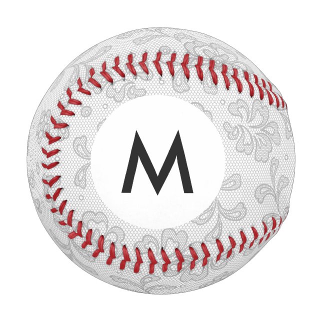 Monogram Lace pattern, flower vintage 1 Baseball (Front Left)