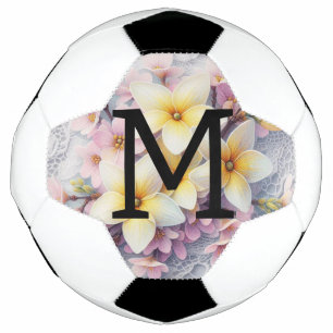 Monogram lace pink and yellow Spring flowers  Football