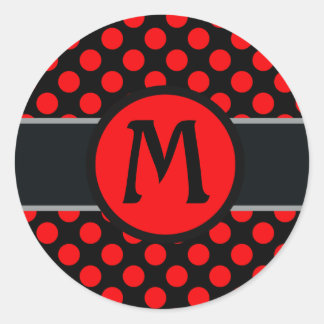 Monogram lady Polka dot - Custom background colou Classic Round Sticker