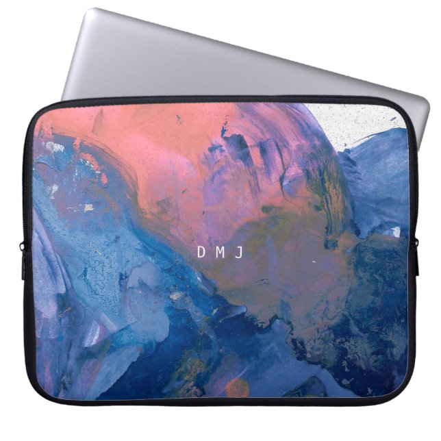 Monogram Laptop Sleeve - Modern Abstract Art Case (Front)