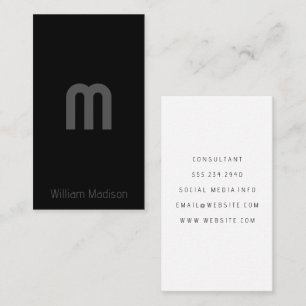 Monogram   Large Letter   Black Business Card