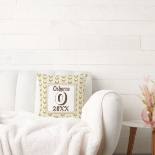 Monogram Last Name Initial Gold Polka Dot Keepsake Cushion