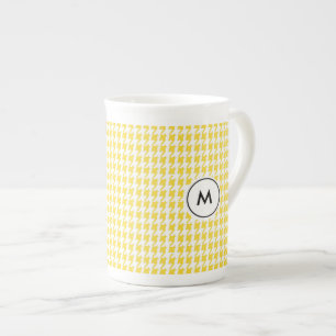 Monogram Latte Mugs Yellow Houndstooth