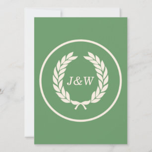 Monogram Laurel Leaf Wreath Invitation