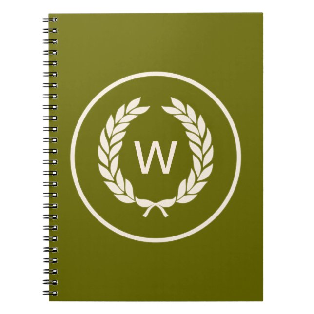 Monogram Laurel Leaf Wreath Notebook (Front)