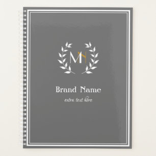 Monogram Laurel Wreath Grey Planner