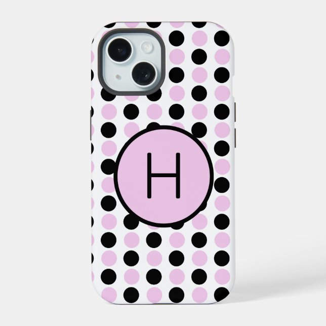 Monogram Lavender and Black  iPhone 15 Case (Back)