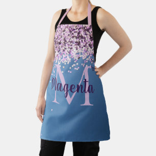 Monogram Lavender Confetti on Blue       Apron