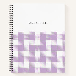 Monogram Lavender Gingham Girly Elegant Notebook