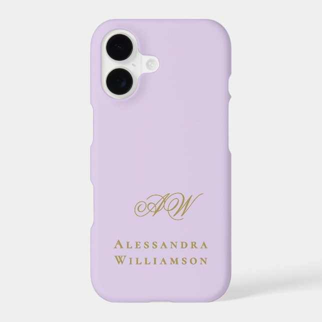 Monogram Lavender Gold Initials Name Minimalist  (Back)