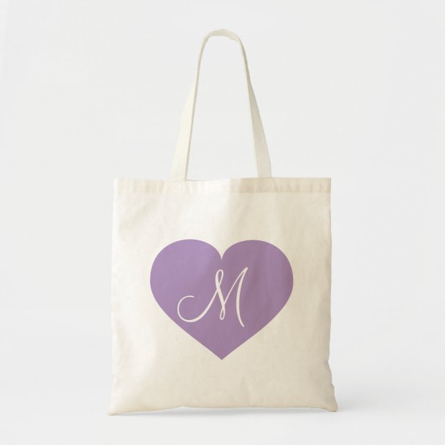 Monogram Lavender Heart Tote Bag (Front)