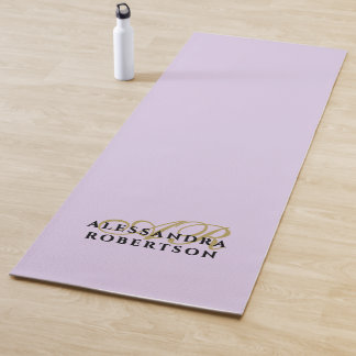 Monogram Lavender Minimalist Gold Black Stylish  Yoga Mat