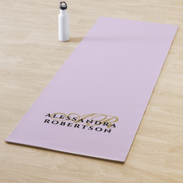 Monogram Lavender Minimalist Gold Black Stylish  Yoga Mat (In Situ)