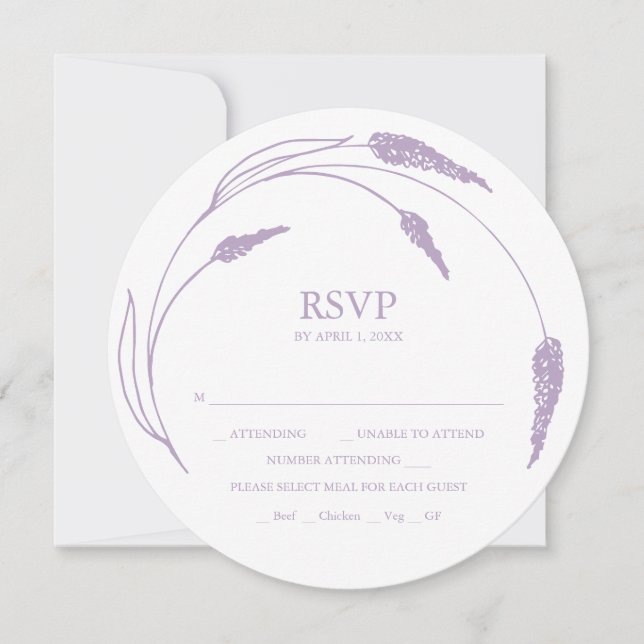 Monogram Lavender RSVP Card Stackable Invitations (Front)