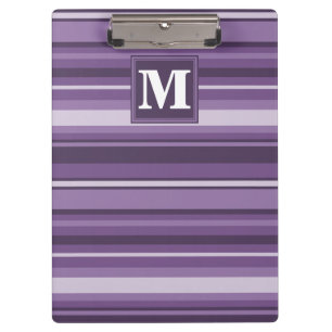 Monogram Lavender stripes Clipboard
