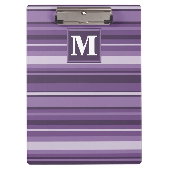 Monogram Lavender stripes Clipboard (Front)