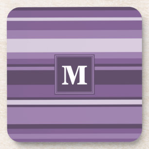 Monogram Lavender stripes Coaster