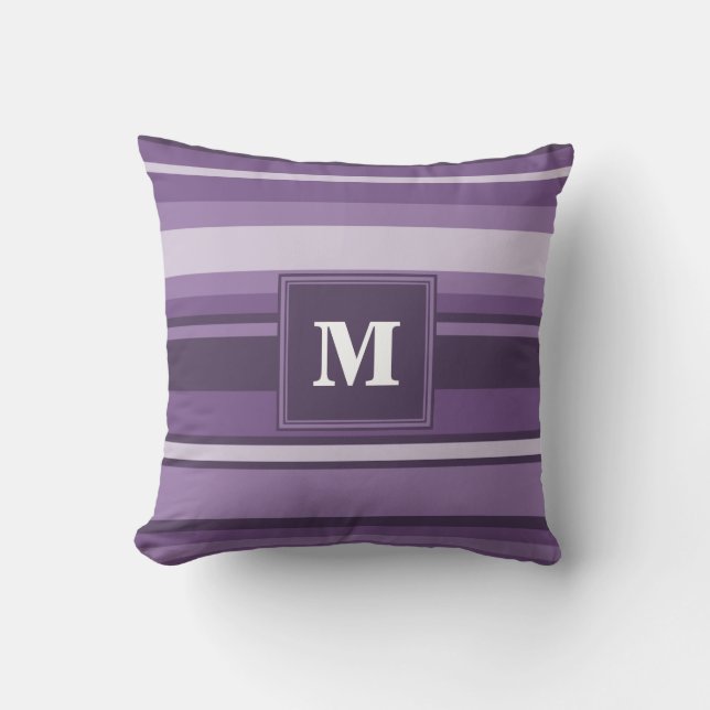 Monogram Lavender stripes Cushion (Front)