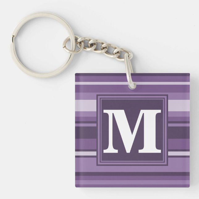 Monogram Lavender stripes Key Ring (Front)