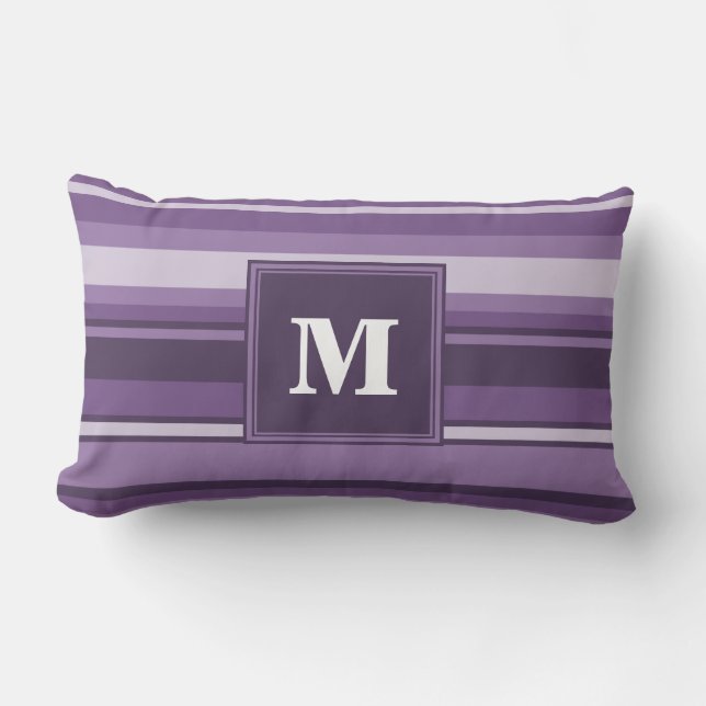Monogram Lavender stripes Lumbar Cushion (Front)