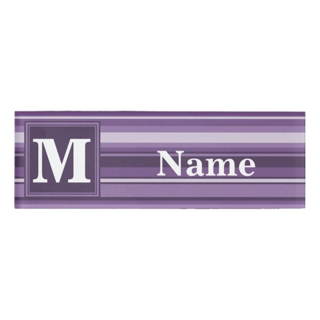 Monogram Lavender stripes Name Tag (Front)