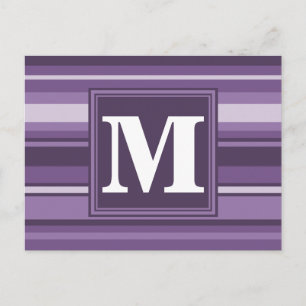 Monogram Lavender stripes Postcard