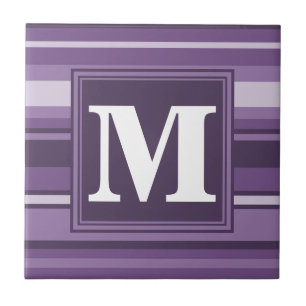 Monogram Lavender stripes Tile