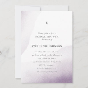 Monogram Lavender Watercolor Wash Bridal Shower Invitation
