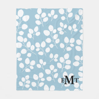 Monogram Leaf Pattern Fleece Blanket