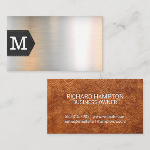 Monogram    Leather and Metal Business Card