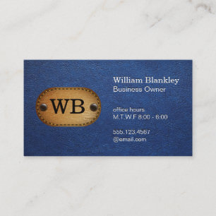 Monogram   Leather   Blue Leather Business Card