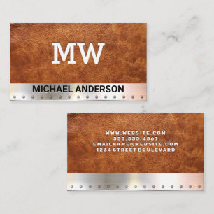 Monogram   Leather   Metal Business Card
