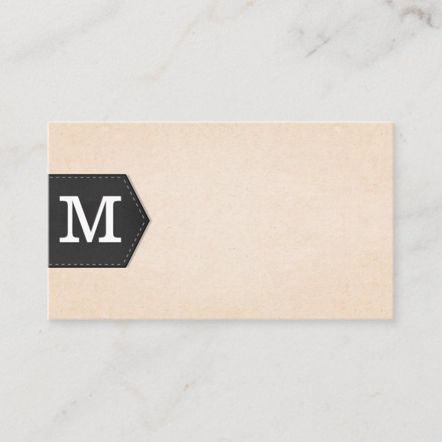 Monogram | Leather Patch Texture Business Card (Front)