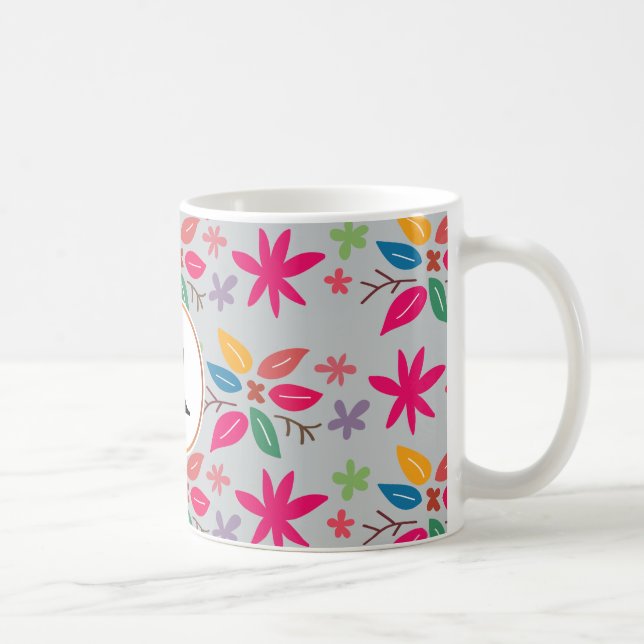 monogram & leaves coffee mug (Right)