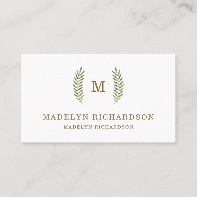Monogram Leaves | Social Media Business Card (Front)