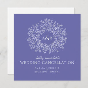 monogram leaves wedding cancellation announcement