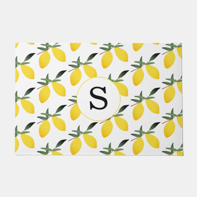 Monogram Lemon Citrus  Doormat (Front)