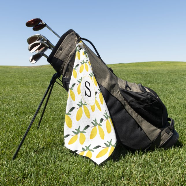 Monogram Lemon Citrus  Golf Towel (Green)