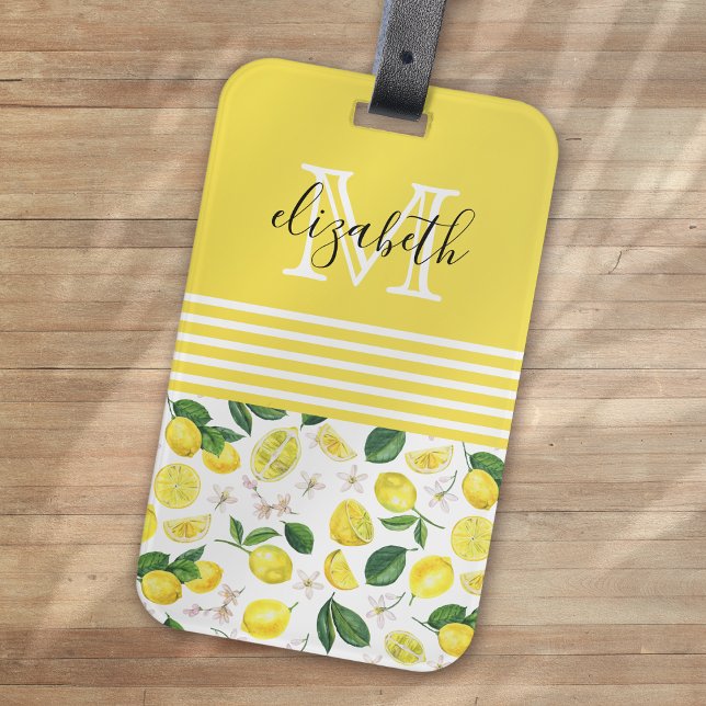 Monogram Lemon Citrus Pattern Luggage Tag (Creator Uploaded)