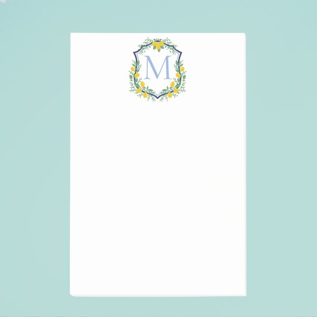 Monogram Lemon Crest, Blue and White Custom  Post-it Notes (Creator Uploaded)