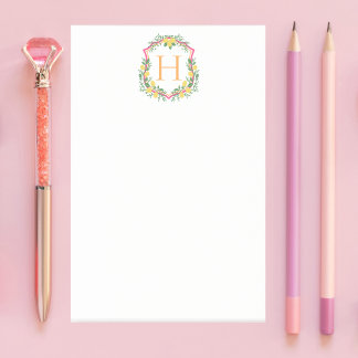 Monogram Lemon Crest, Pink & Orange Custom  Post-it Notes