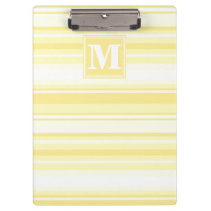 Monogram lemon yellow stripes clipboard