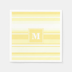 Monogram lemon yellow stripes napkin