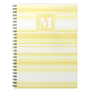 Monogram lemon yellow stripes notebook