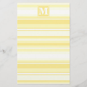 Monogram lemon yellow stripes stationery
