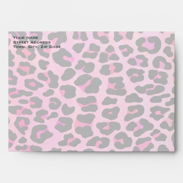 Monogram Leopard Black and Hot Pink Print Envelopes (Front)