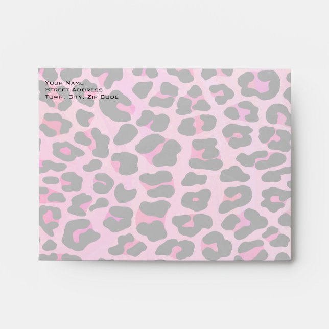 Monogram Leopard Black and Hot Pink Print Envelopes (Front)