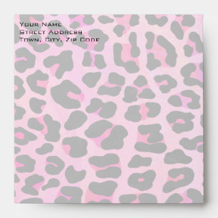 Monogram Leopard Black and Hot Pink Print Envelopes