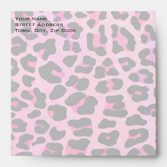 Monogram Leopard Black and Hot Pink Print Envelopes (Front)
