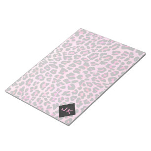 Monogram Leopard Black and Hot Pink Print Notepad